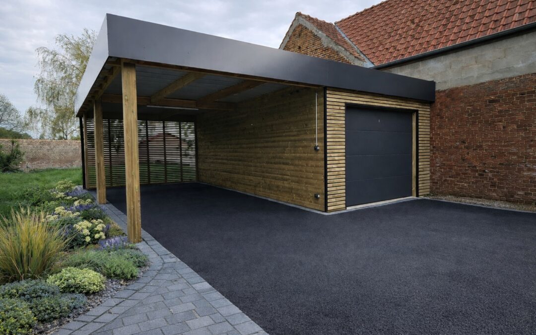 Carport et garage en bois à Bersée